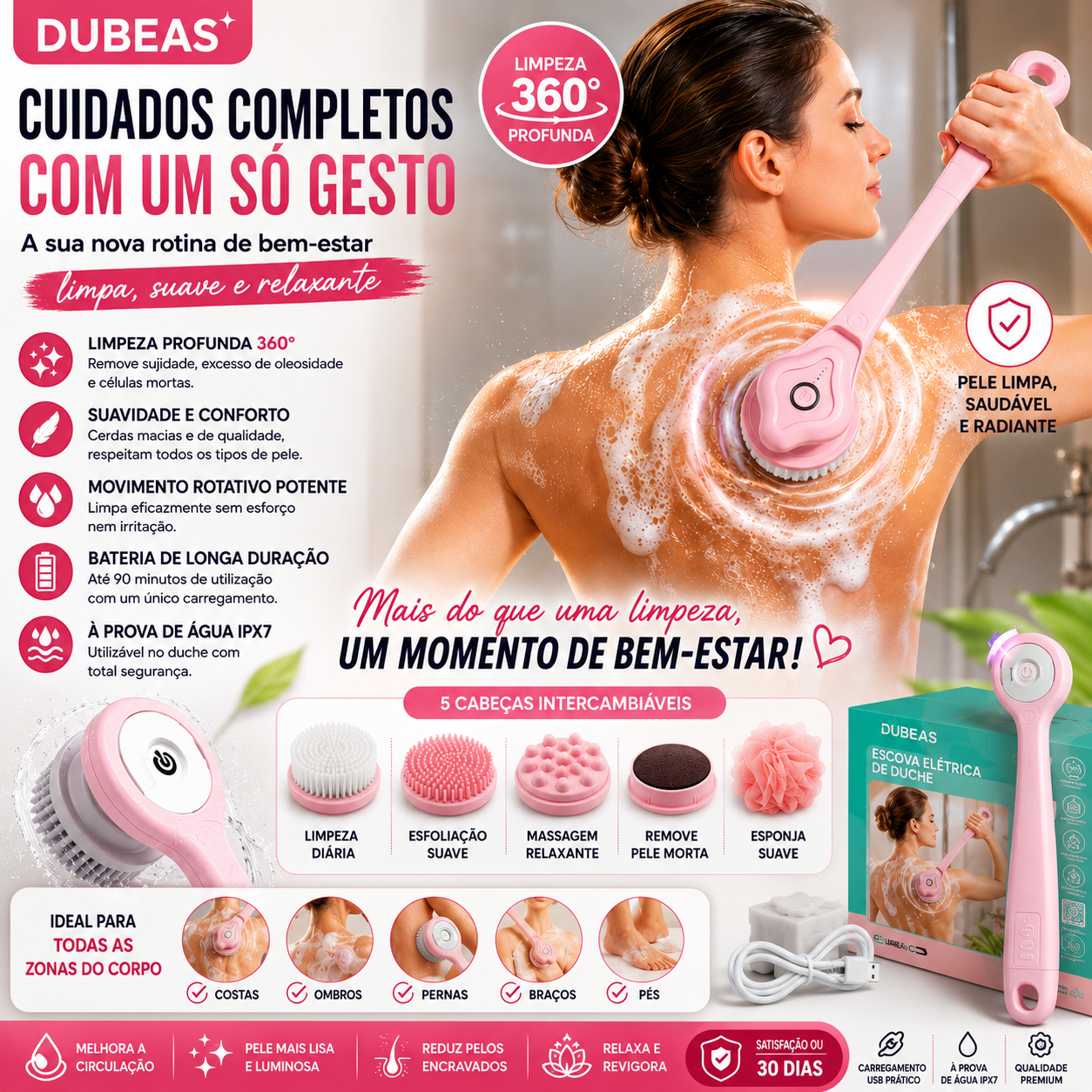 Dubeas-Escova de duche elétrica