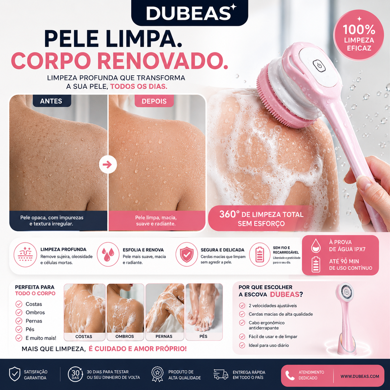 Dubeas-Escova de duche elétrica