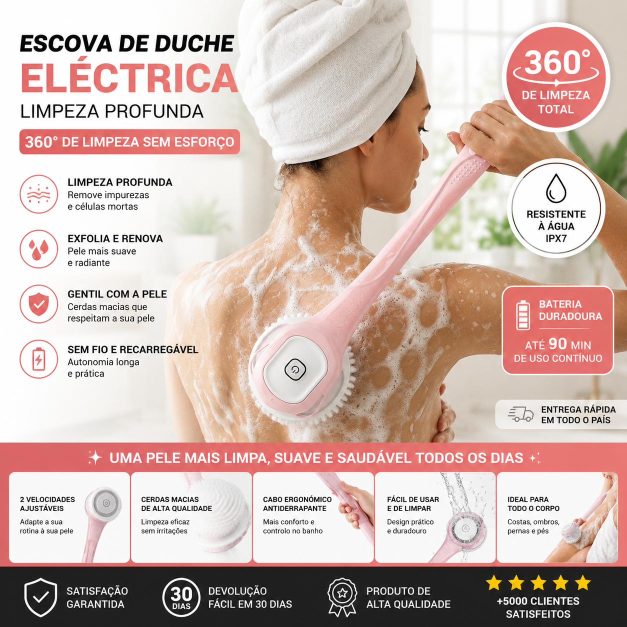 Dubeas-Escova de duche elétrica