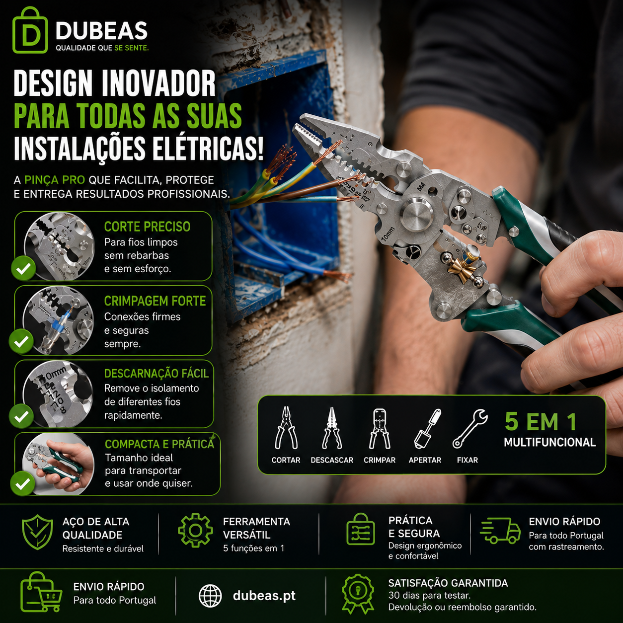 Dubeas Alicate de cablagem Pro