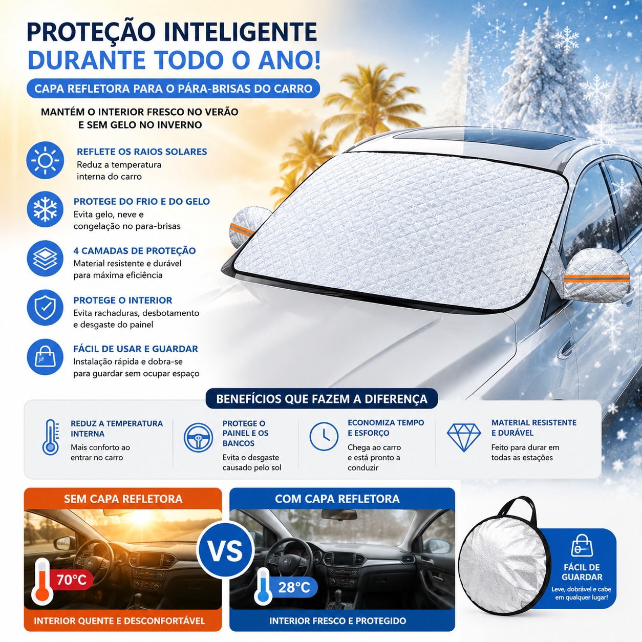 Dubeas – Capa refletora para o pára-brisas do carro