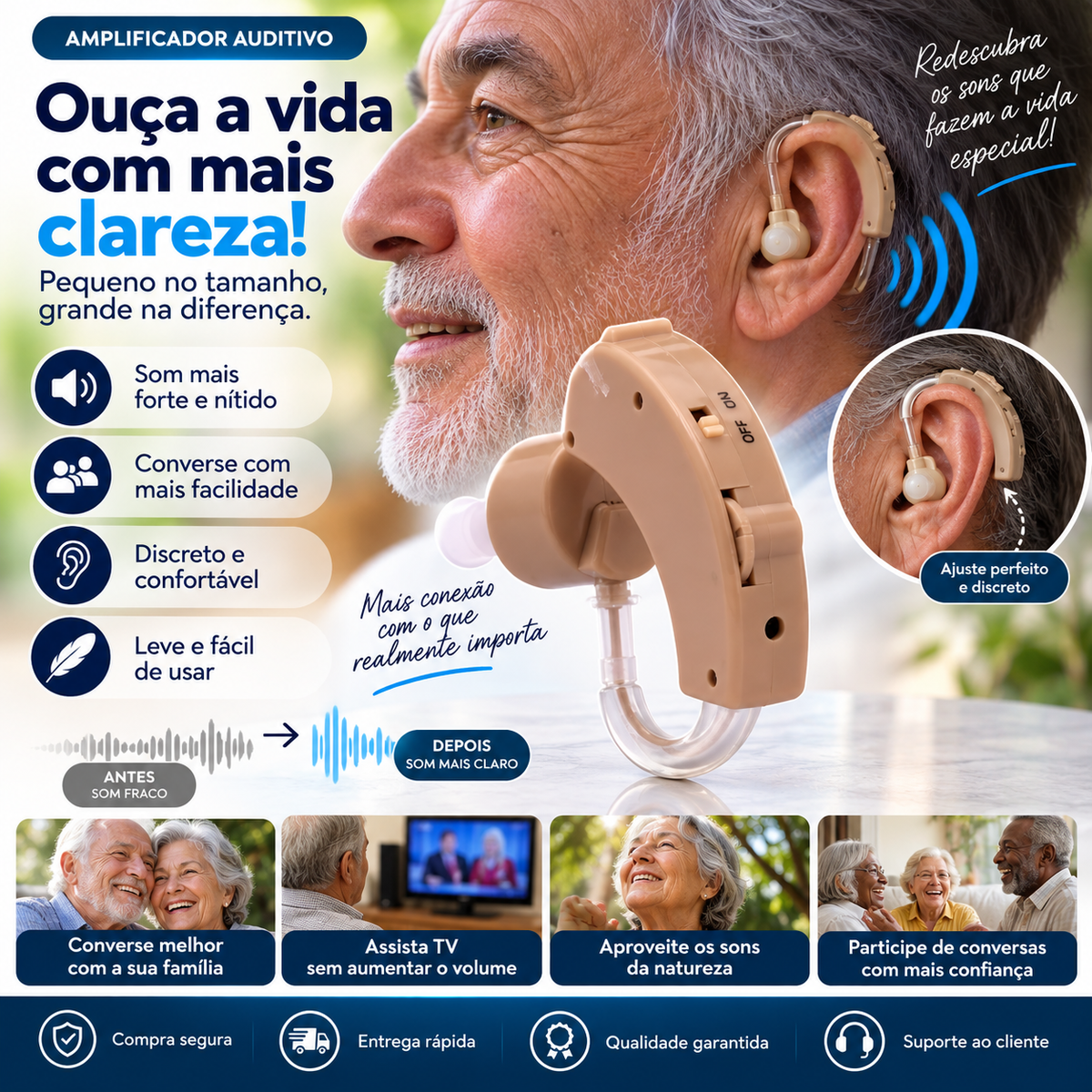 Dubeas – Amplificador de som para o ouvido