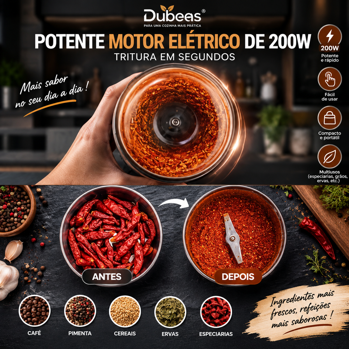 Dubeas Triturador elétrico portátil